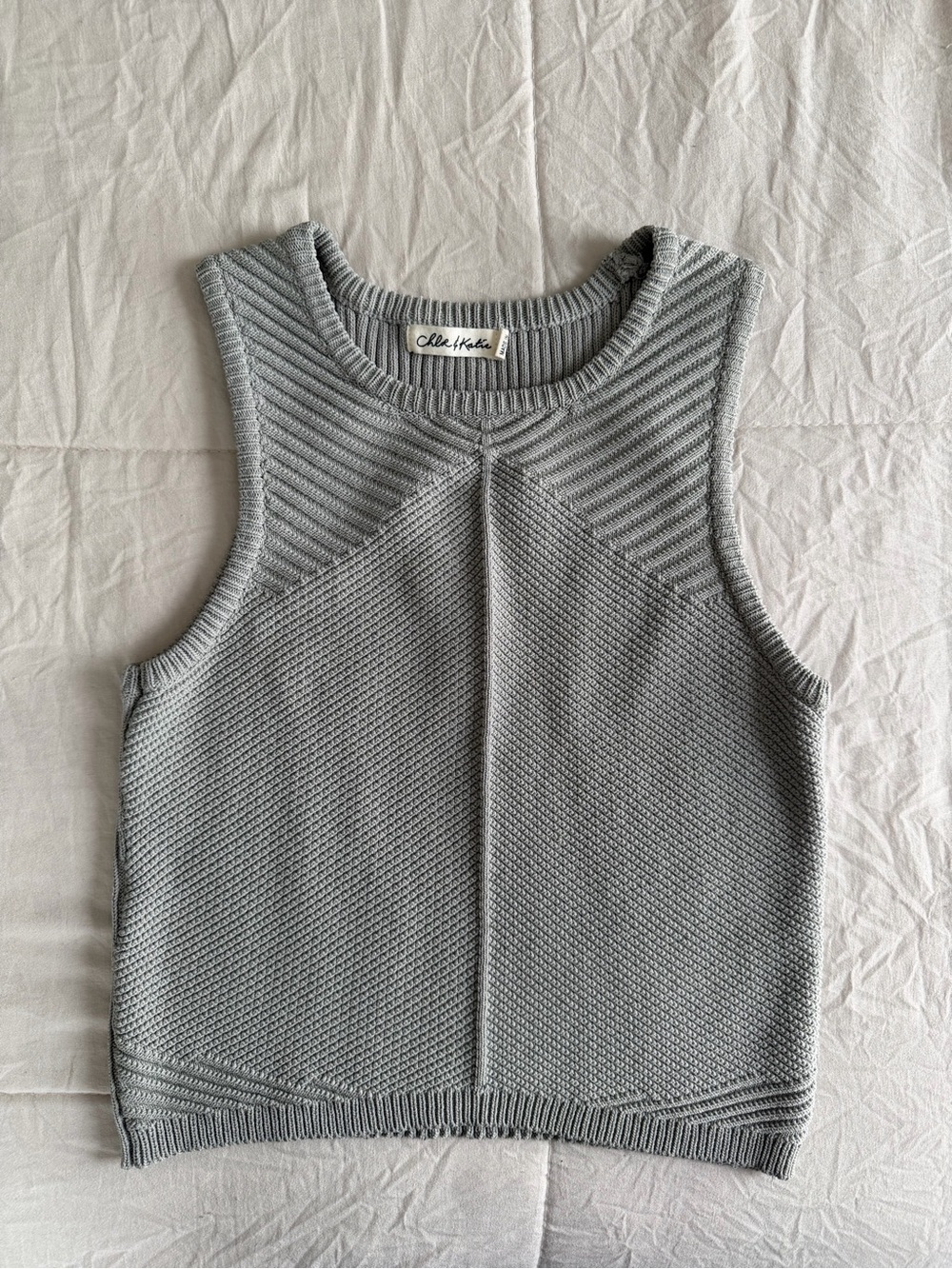 Light Grey Textured Sleeveless Knit Tank